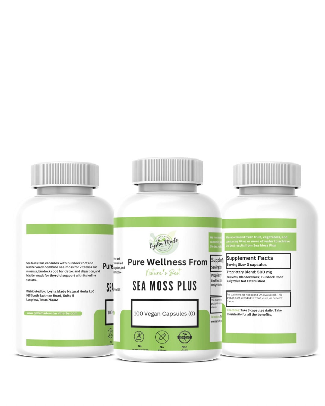 Sea Moss Plus Capsules , Irish Sea Moss, Bladderwrack & Burdock Root | Vegan & Mineral-Rich Herbal Supplement