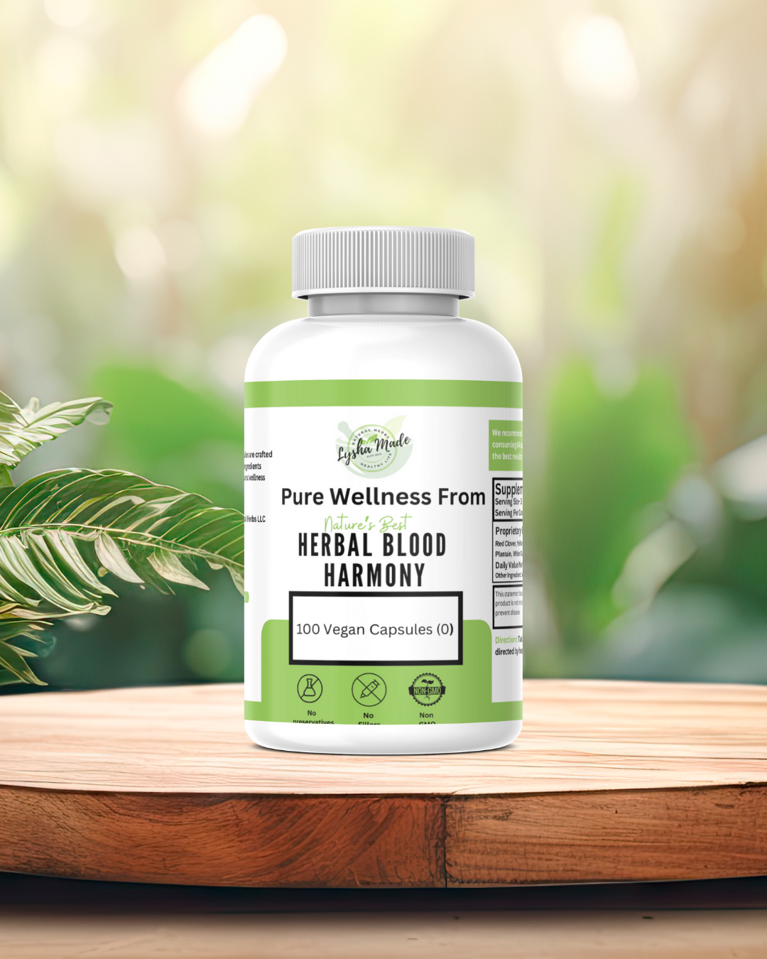 Herbal Blood Harmony Capsules – 100 Count | Plant-Based Vegan Supplement for Herbal Support