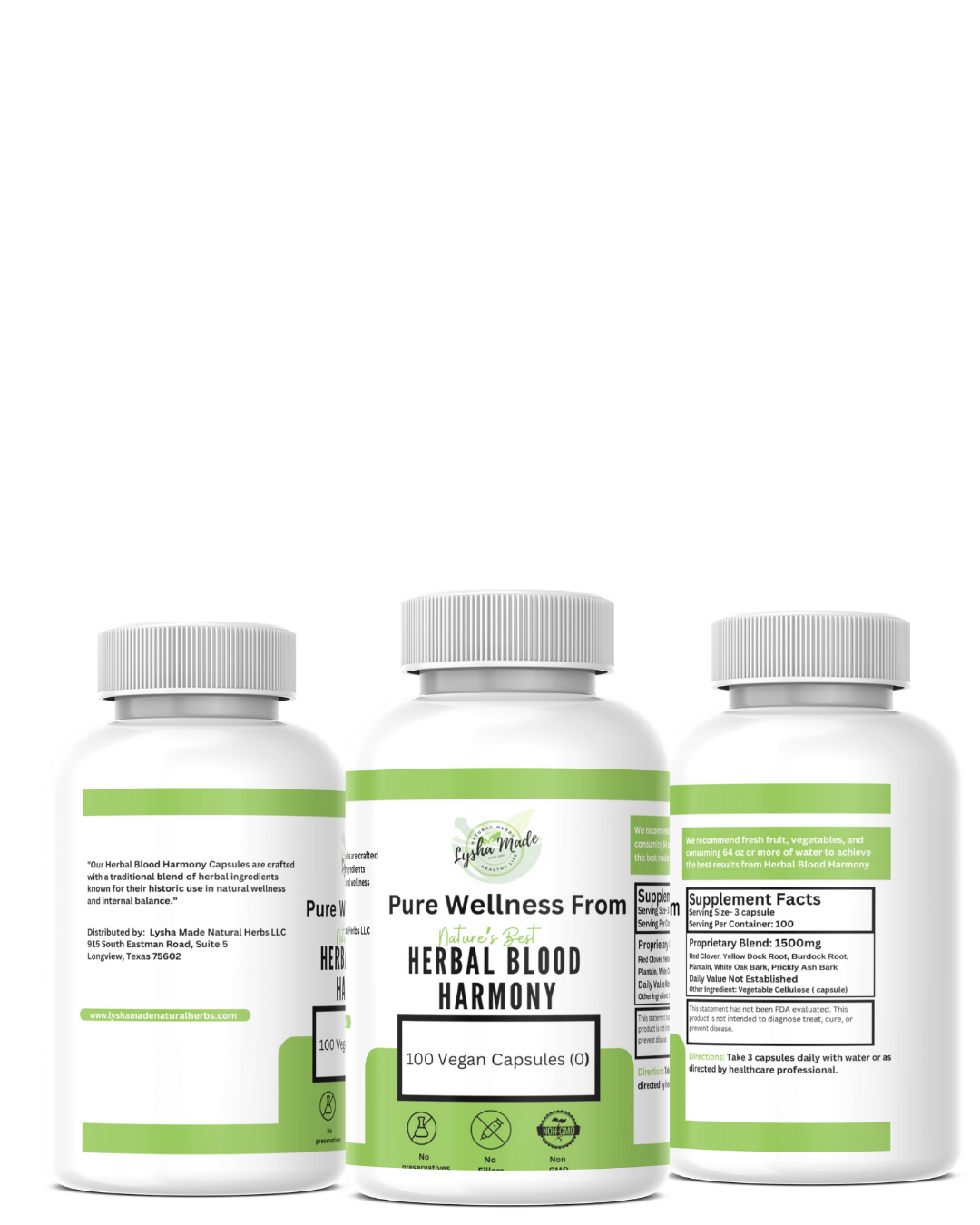 Herbal Blood Harmony Capsules – 100 Count | Plant-Based Vegan Supplement for Herbal Support
