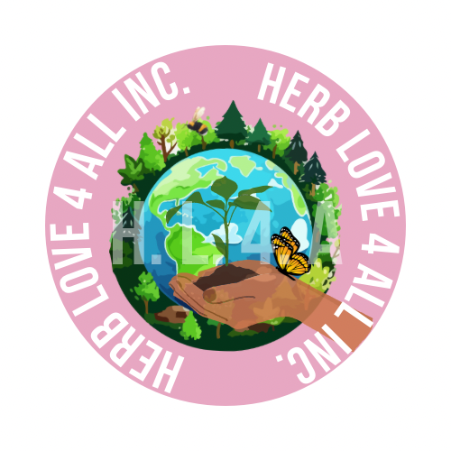 Herb Love 4 All Inc. logo with earth, plants, and community hands – nonprofit donation support image